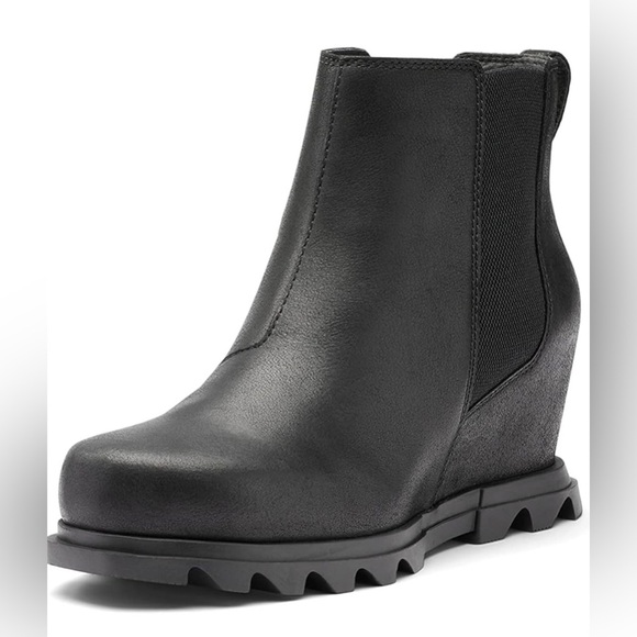 Sorel Women’s Black Leather Wedge Booties 9 - Picture 1 of 4